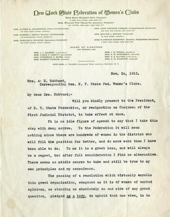 Suffrage Documents of the New York State Federation of Women’s Clubs